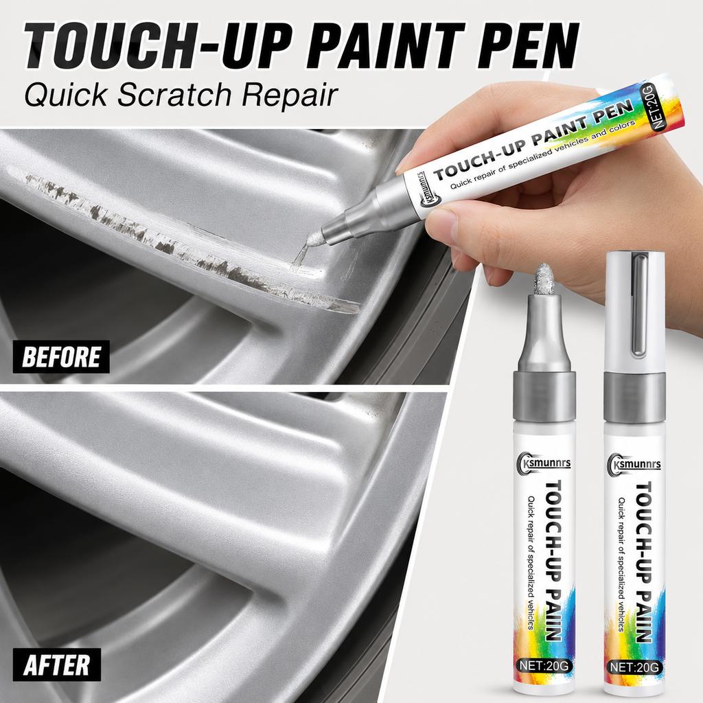 Universal Alloy Wheel Repair Kit for Silver Car Rims, Scratch and Curb Damage Repair Set with Paint Pen, Filler and Polish