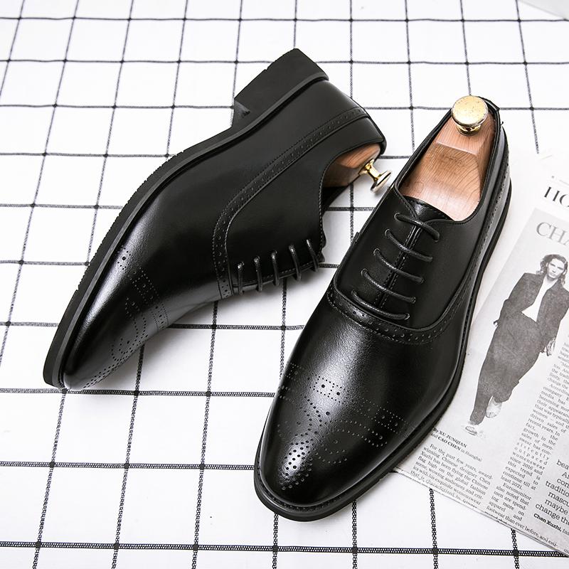 

Fashion Men Business Block Shoes Black Brown PU European and American Fashion Lace Up Business Brand Formal Shoes Size 38-48 Men Shoes 48 чёрный