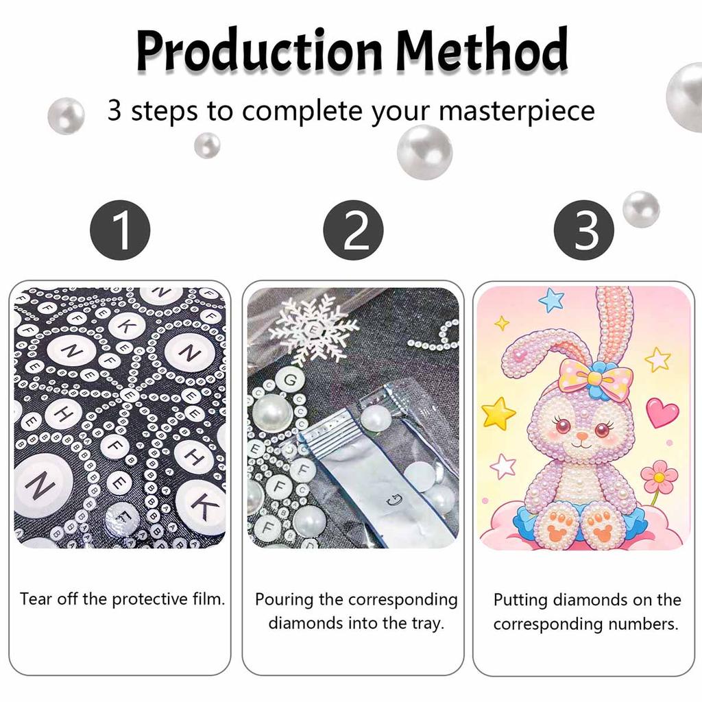 Disney 5D DIY Pearl Painting Kit, Adorable Bunny Star Cloud Home Bedroom Wall Decor Crafts Handmade Gift for Her
