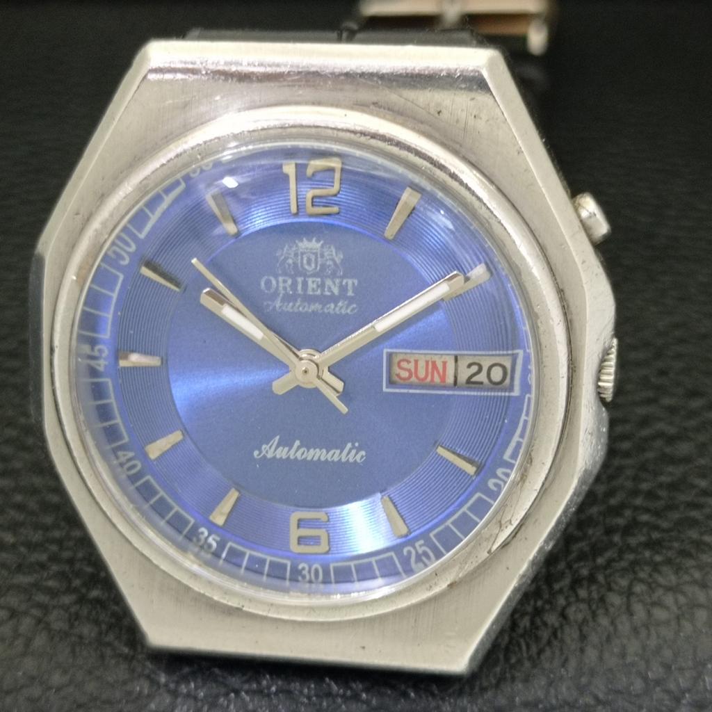 JAPAN VINTAGE ORIENT AUTOMATIC 46941 MENS BLUE COLOR DIAL WATCH a500734-5 R154-a500734