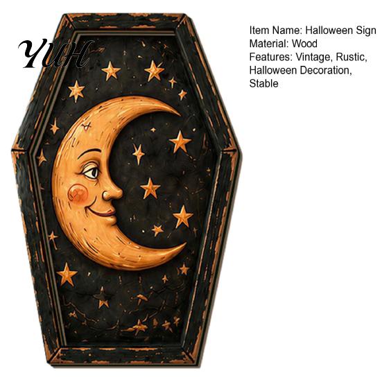 Boerderij Seizoensdecor Vintage Halloween Houten Tafeldecoratie, Rustiek Zwarte Kat Geest Skelet Pompoen Huisaccenten Bureau Blokbord voor Gelaagde