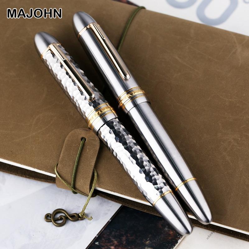 MAJOHN Ti-P141 Titanium Alloy Piston Fountain Pen Metal Hammer Pattern Version Fountain Pen School Office Supplies Stationery