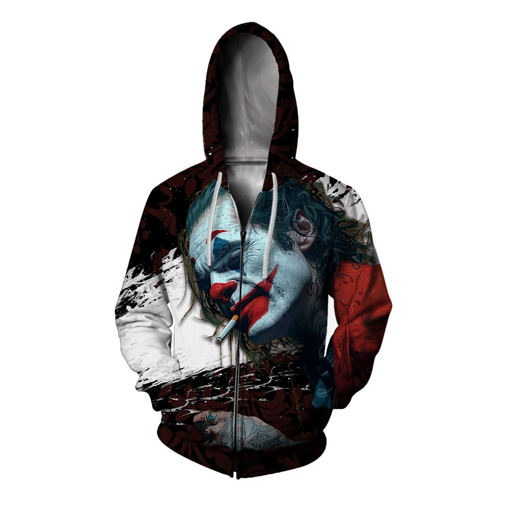 

Крутой официальный сайт Clown Man Zip Up Hoodies 3D цифровая печать Новые толстовки и свитшоты Изысканный дизайн Мужская одежда 4XL