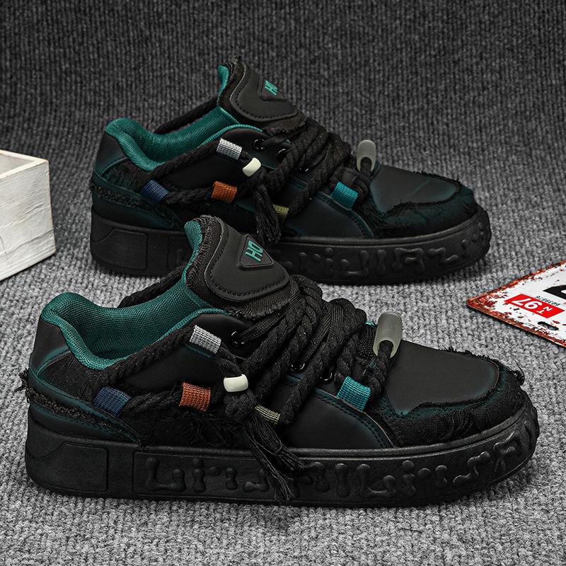 Men's Platform Lace Up Shoes Flat 2024 Autumn Thick Soles Sport Tennis Shoes Student Casual Vulcanized Shoes Zapatos