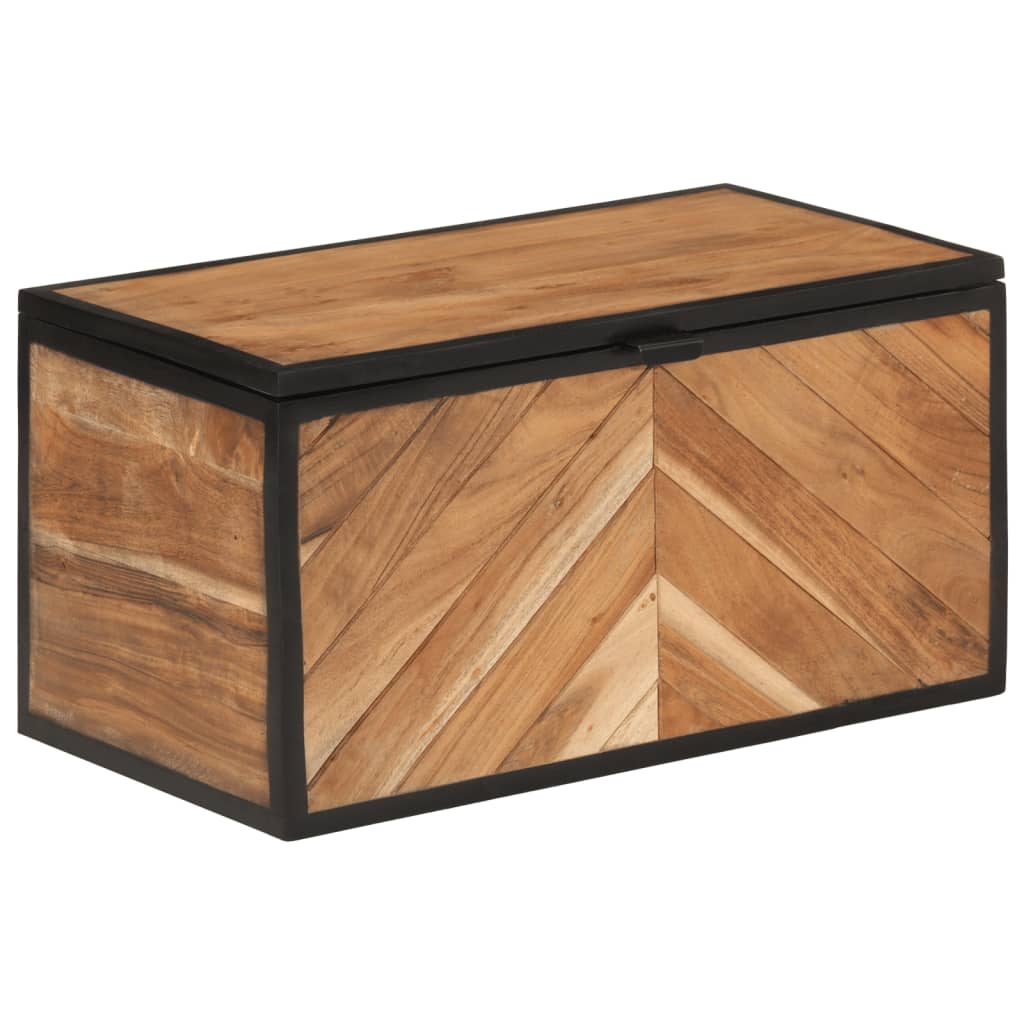 Truhe 60x30x30 cm Massives Akazienholz und Eisen