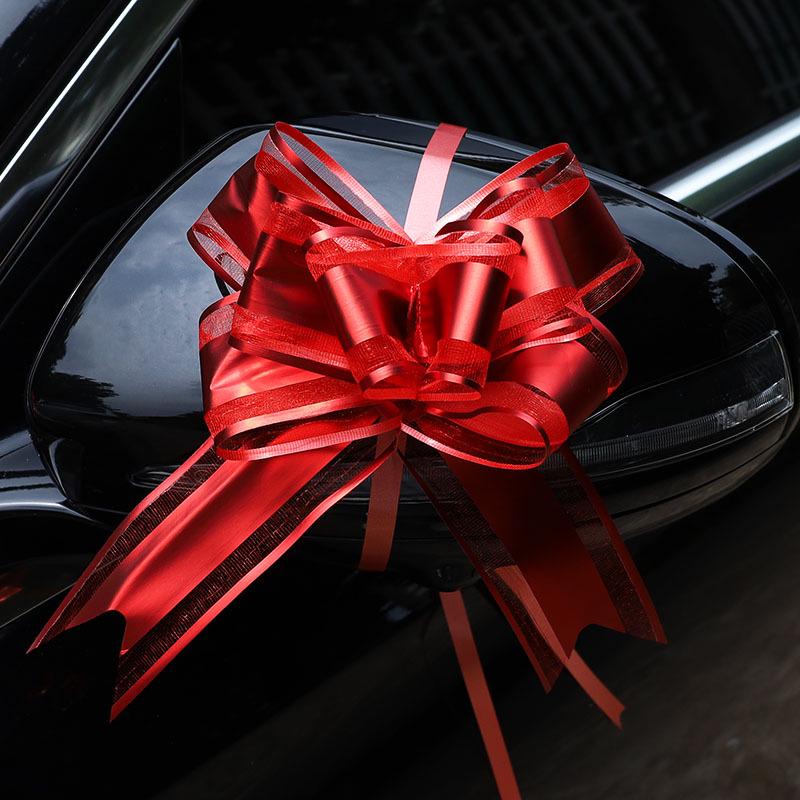Wedding Car Mirror Pull-Flower Bow and Gift-Packaged Qixi Flower Bouquet