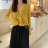 Women Summer Thin Knitted Shirt Top Cardigan V-Neck Full Sleeve Single-breasted Sunscreen Loose Solid Color