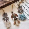 Leather rope wooden bead pendant necklace niche retro temperament collarbone chain light luxury ethnic style versatile jewelry women