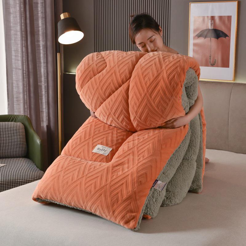 Thickened Lambswool Cotton Quilt - Warm, Double-Sided for Single Dormitory, Ideal for Winter, Spring, and Autumn