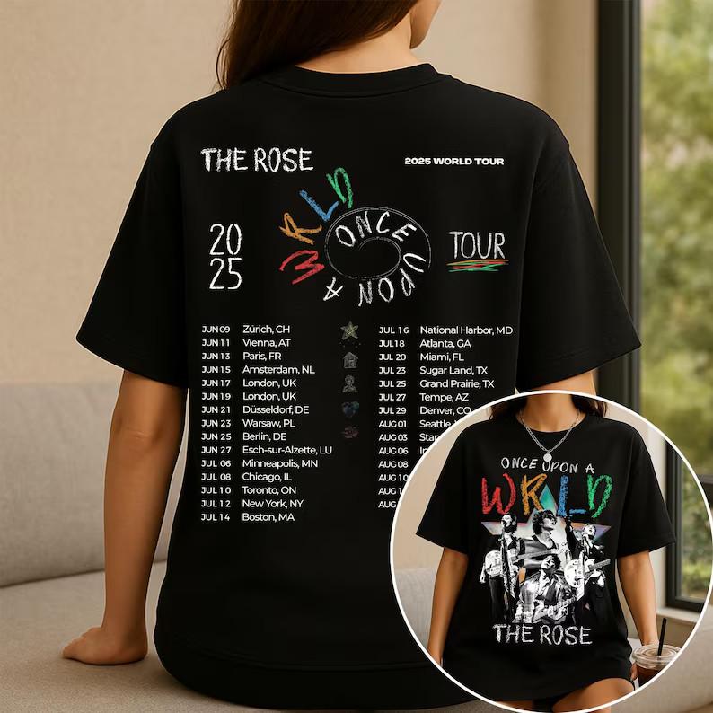 

Ретро футболка The Rose Kpop, Футболка The Rose Once Upon AWRLD Tour 2025, The Rose 4XL