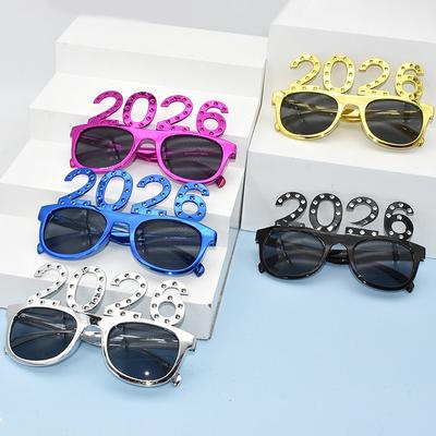 2026 Číslo Brýle Šťastný Nový Rok Brýle Diamantové Třpytivé Sluneční brýle Cosplay Rekvizita Vánoční Párty Dekorace Vtipné Brýle