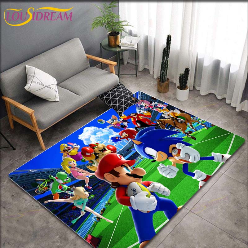 Tapetes com Padrão Anime Mario Bros para Sala de Estar Tapete de Área Antiderrapante Tapetes para Quarto de Crianças Tapete de Yoga Tapete Grande Decoração
