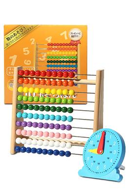 100-bead Abacus, Educational Toy for Girls and Boys, Birthday Gift, Indoor Play Toy, Wooden, Learning, Clock Set, Ages 6 and Up.