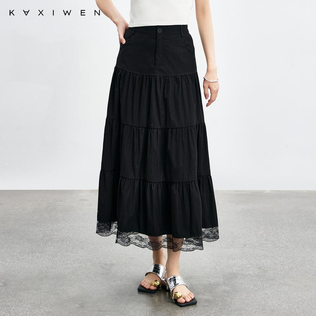 Qianwen Lace Splicing Half Skirt