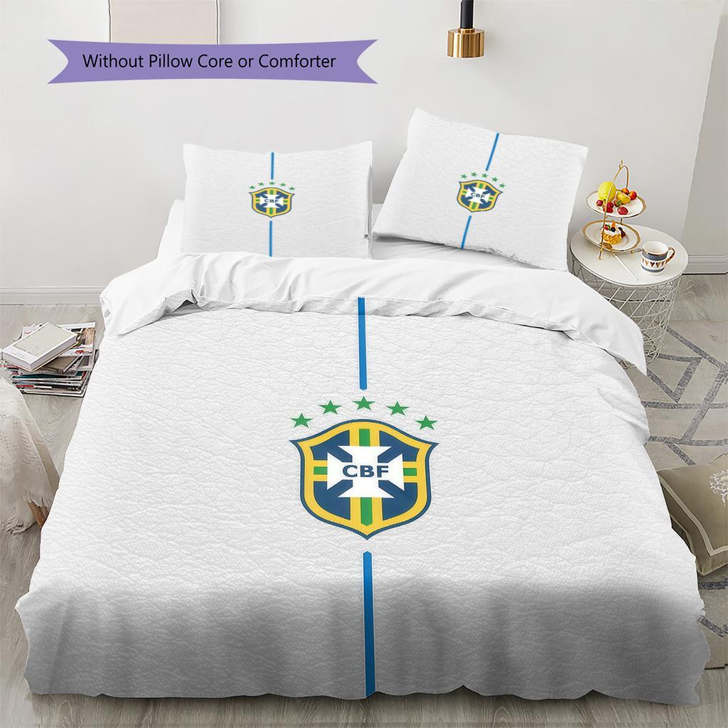 Brazil National Football Team2 Pattern Bedding Quilt Set Home Decoration Gift (1 * duvet cover + 2 * pillowcase without core)