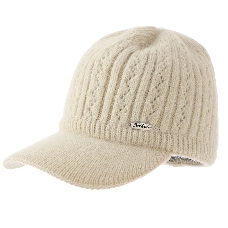 Chapeau d'automne et d'hiver pour femmes, bonnet tricoté épais en polaire, chapeau haut vide, chapeau de sport chaud de mode d'extérieur