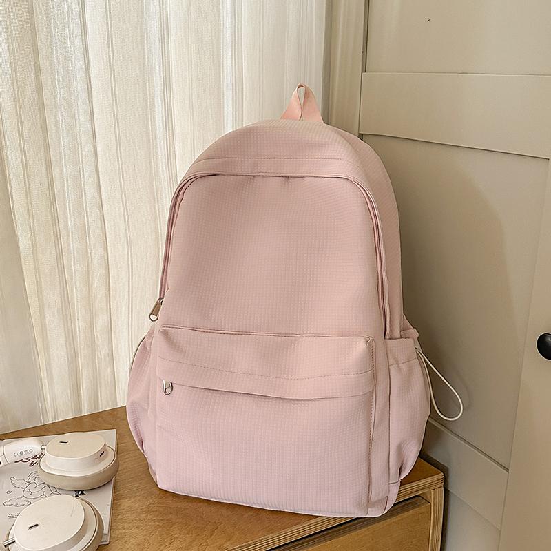 Solid Color Lightweight Nylon Junior Senior High School Schoolbag