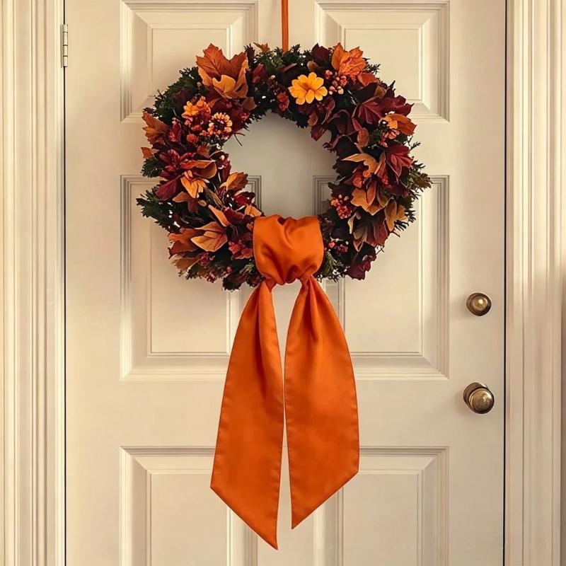 Entryway Wreath Ribbon Tie, Polyester Holiday Accent for Fall Gatherings, Thanksgiving Display and Classroom Use