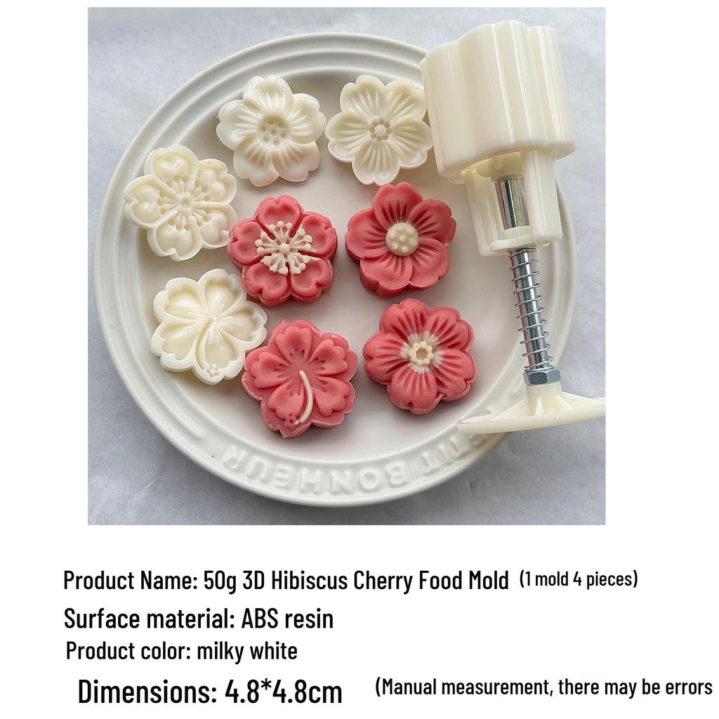 30/50/75g 3D Hibiscus Cherry Blossom Mung Bean Ice Skin Mooncake Mold