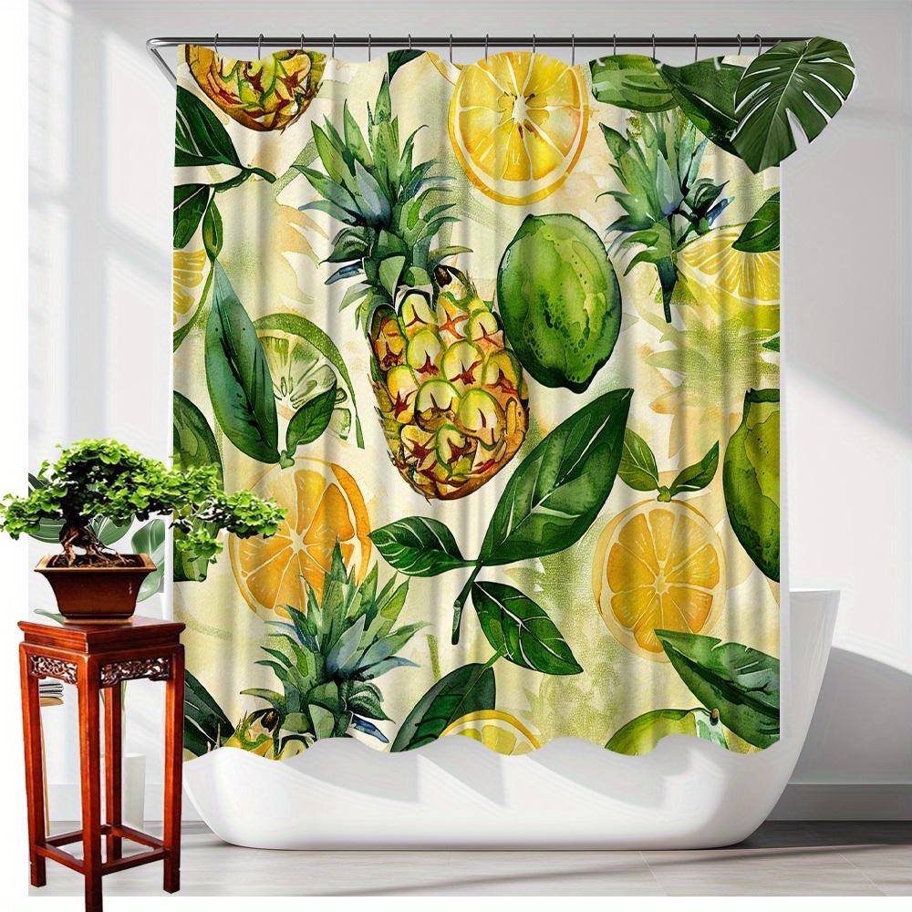 Tropical Fruit Shower Curtain - Waterproof And Anti Mold, Vibrant Pineapple And Citrus Design, Fresh Decoration