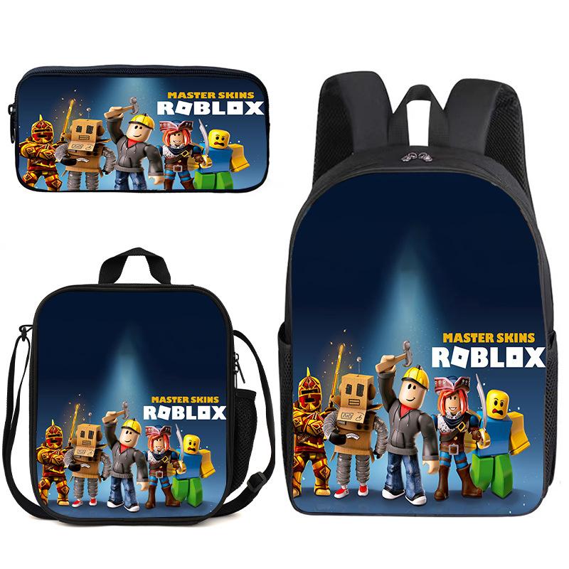 Zaino Anime 3D Tre Pezzi Roblox Zaino Studente Borsa Pranzo Astuccio Zaino Scolastico Stampato