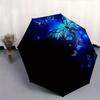 Glowing Blue Butterfly Umbrella - 3-Fold Compact Automatic Open Portable Umbrella with Vibrant Floral & Butterfly Design, Ligh