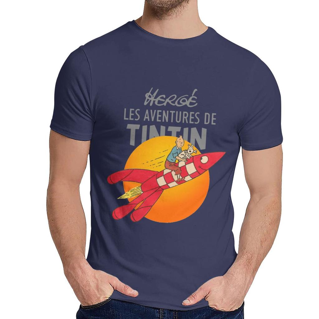 Tintin The Adventures Of Tintin Tee Crewneck Streetwear Male Organic Cotton Plus Size Camiseta