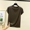 Plus Size Women's Slim Fit Solid Crew Neck Modal T-Shirt - Korean Style Summer Top
