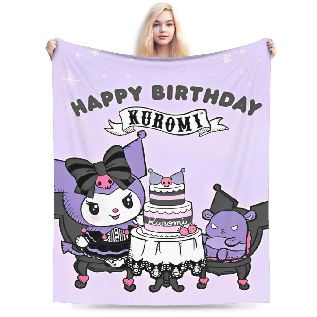 Cartoon Cool Cute Kuromi Fleece Throw Blanket Blanket for Home Outdoor Super Soft Bed Rug