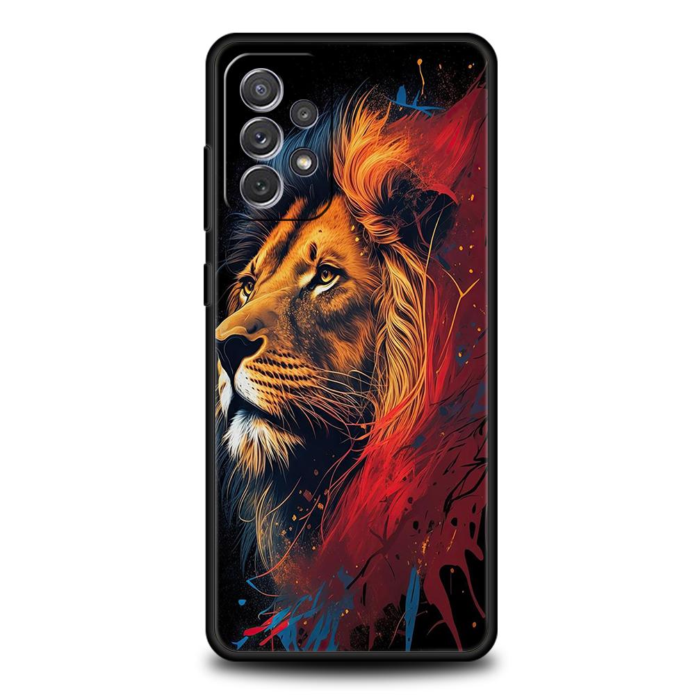 

Чехол для телефона Лев для Samsung Galaxy A15 A14 A25 A54 A34 A51 A71 A72 A73 A32 A52 A52S A11 A21S A31 A41 5G Мягкий чехол Capas Сумка for Samsung A11
