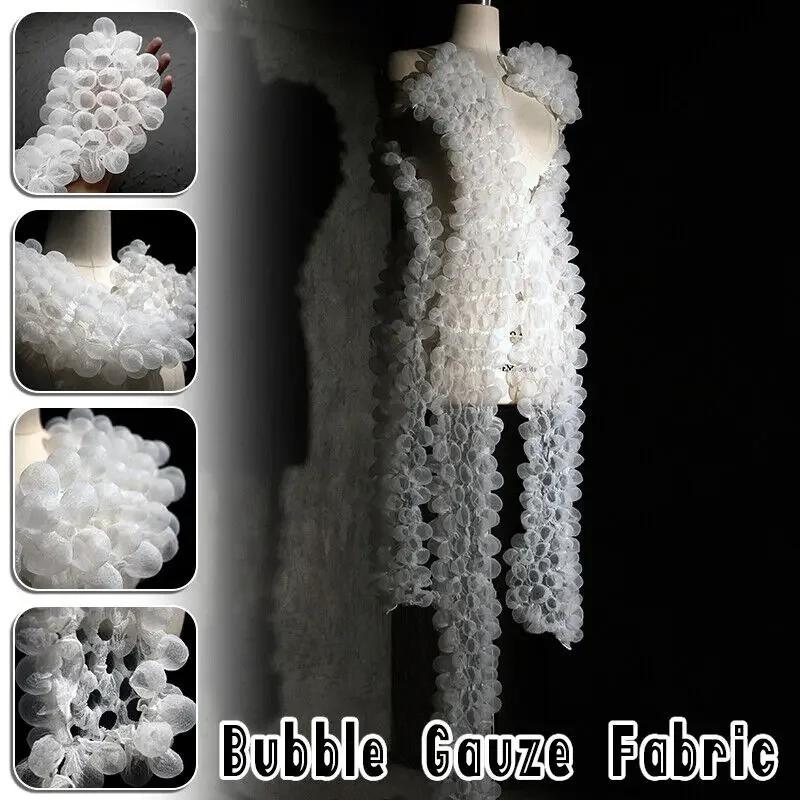 85x16cm Heat Setting Bubble Yarn Fabric Transparent 3D Lace Fabric for Fashion Designers DIY Sew Wedding Dress Clothing Supplie