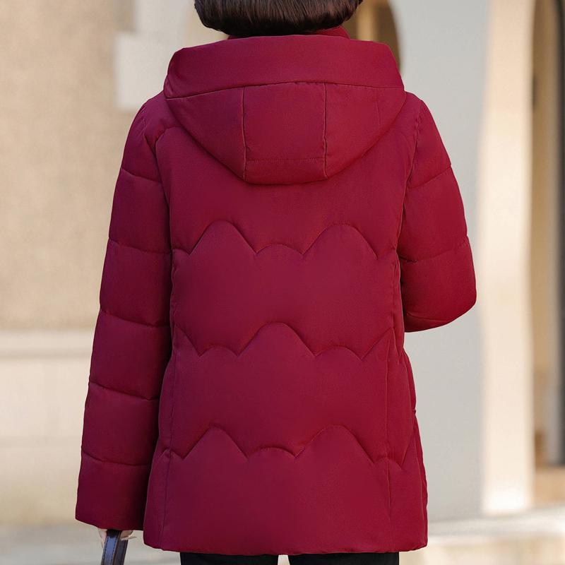 Plus Size XL-5XL Middle Age Woman Coats Winter Short Parkas Hooded Embroidery Casual Thick Warm Outerwears Women's Jackets