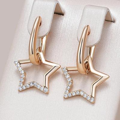 Mikro-Inlay-Zirkon-Hohlstern-Anhänger-Ohrringe für Damen, trendige Alltagsaccessoires, leichter Luxus-Schmuck