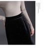 Sequined Velvet Fishtail Midi Skirt - 2026 Spring Fashion