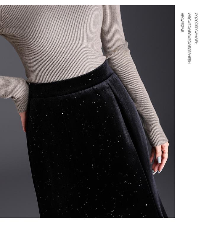 Sequined Velvet Fishtail Midi Skirt - 2026 Spring Fashion