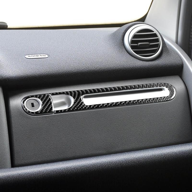For Benz Smart 451 Coupe 2011 2012 2013 2014 2015 Glove Box Handle Panel Trim Real Carbon Fiber Sticker Car Interior Accessories