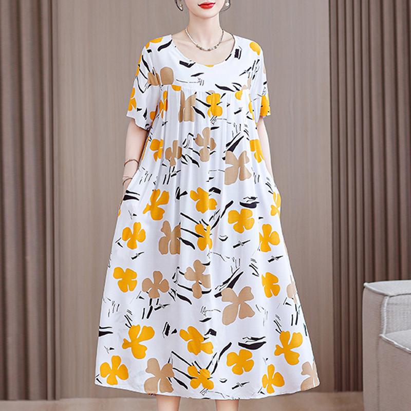 Summer Oversize Dresses Elegant Short Sleeve Plus Size Long Dress Women