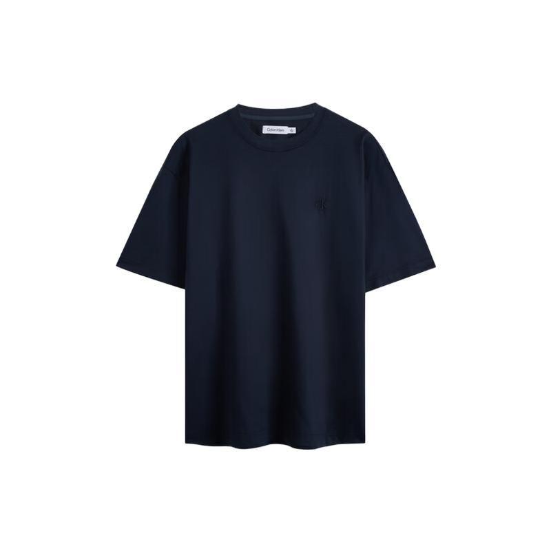 Calvin Klein Hero Series Embroidered Cotton Loose Short Sleeve T-Shirt Unisex Tops Ink-Blue 40HM229-412