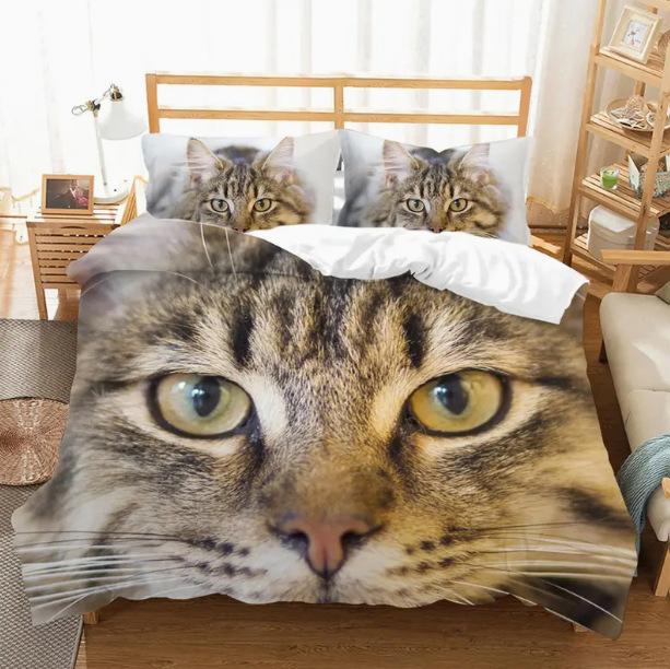 Bedding Three-Piece Set 3D Digital Printing Animal Cat And Dog Bed Sheet Quilt Cover