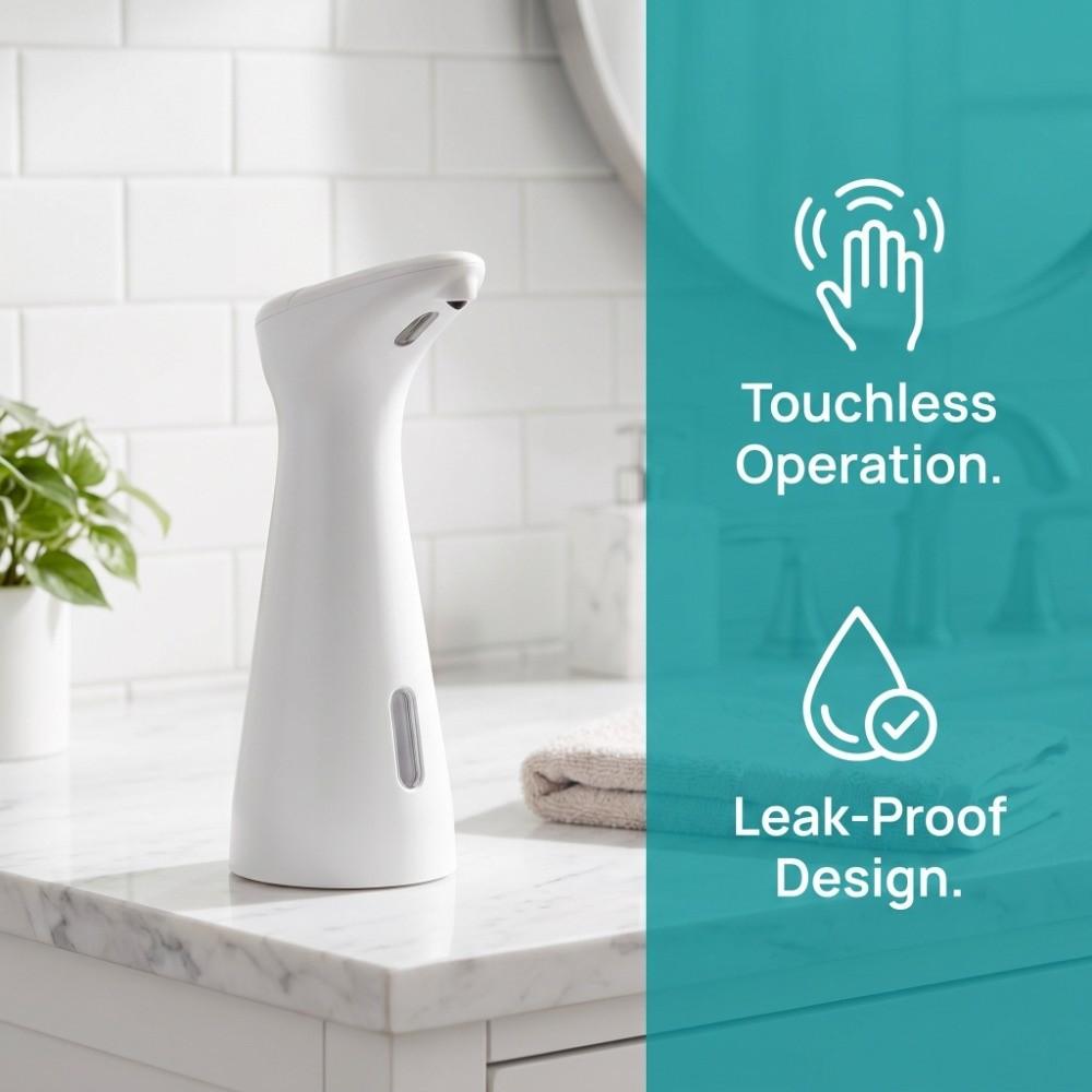 200ml Capacity Sensor Foam Soap Dispenser ABS Sensor Soap Pump Bottle Kitchen Bathroom Countertop