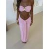 Lace Jacquard Vacation Seaside Casual Sexy Cool Solid Color Swimsuit Sleeveless Two-piece Suit