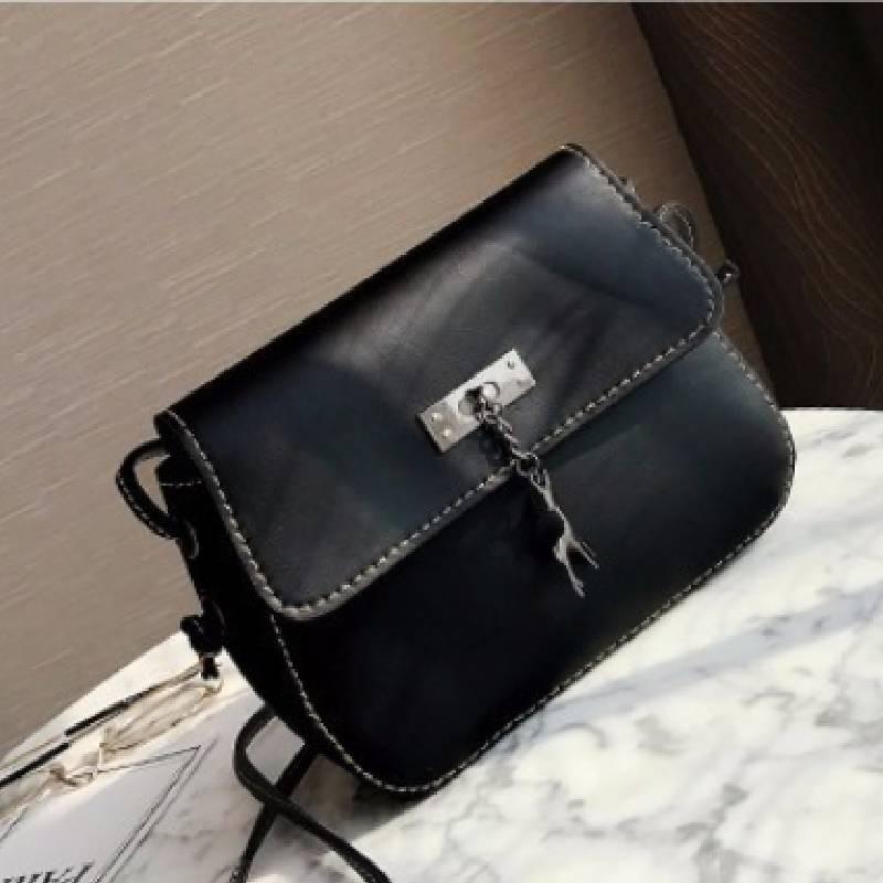 European And American Retro Style Small Saddle Bag With Deer Pendant Pu Shoulder Bag