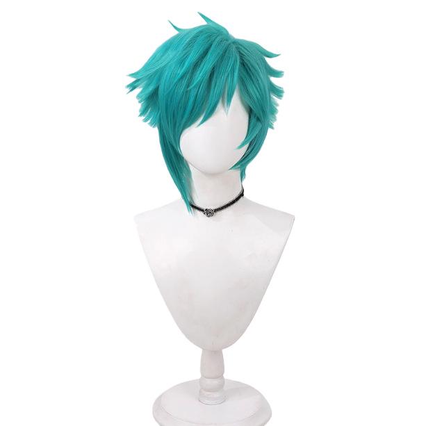 League of Legends Heartsteel Aphelios Cosplay Wig - Lake Blue-Green, Short Layered Style