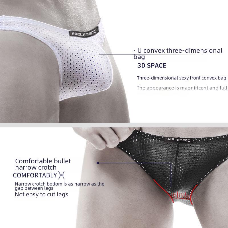 Pánské sexy kalhotky z průhledné síťoviny - prodyšné šortky s ledovým hedvábným trojúhelníkem