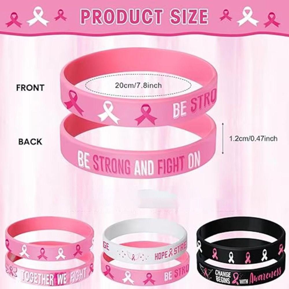 6/8PCS Hope Rubber Bracelet Silicone Silicone Wristband Breast Cancer Awareness Bracelets  Unisex