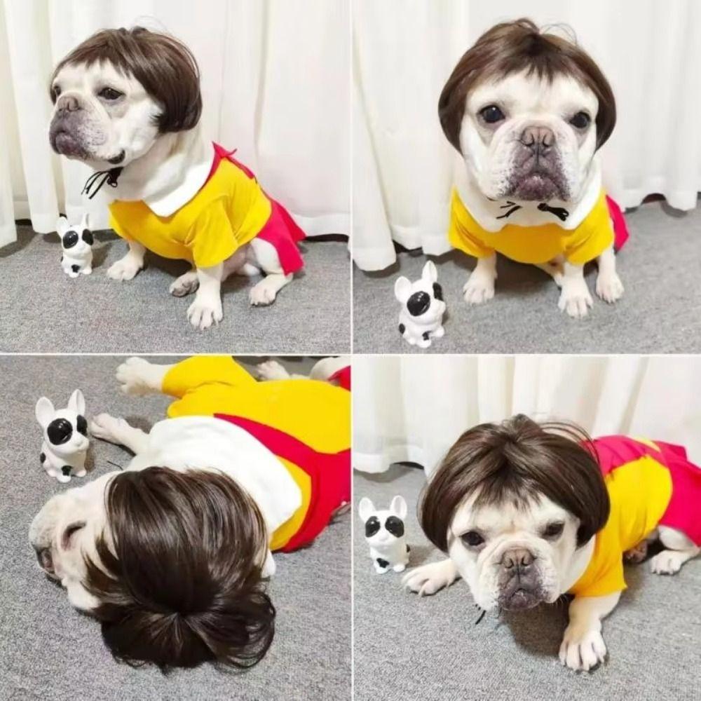Wigs mit freiliegenden Ohren für Hunde, verstellbare Passform, Katzen-Cosplay-Perücke, Halloween-Feier