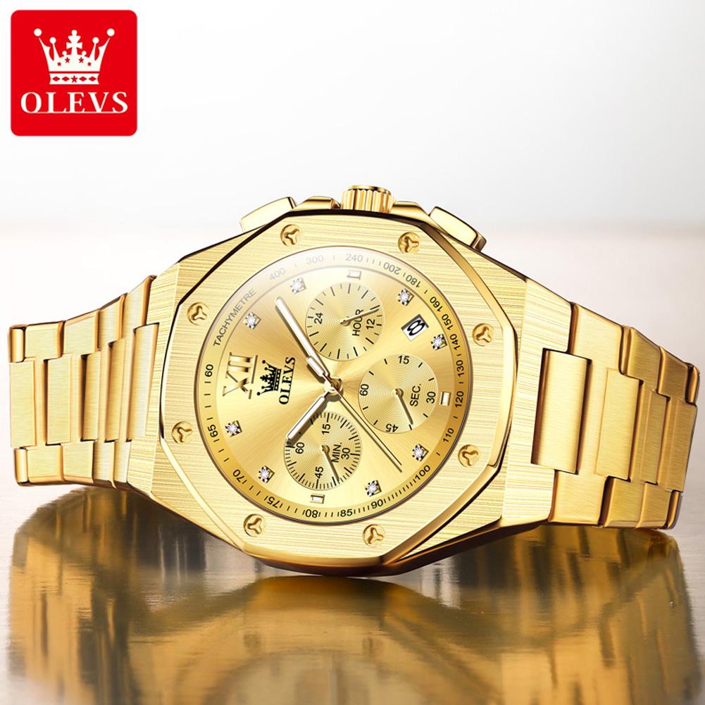 OLEVS Brand Watch Multi Functional Men's Quartz Watch Waterproof Steel Strap 3626