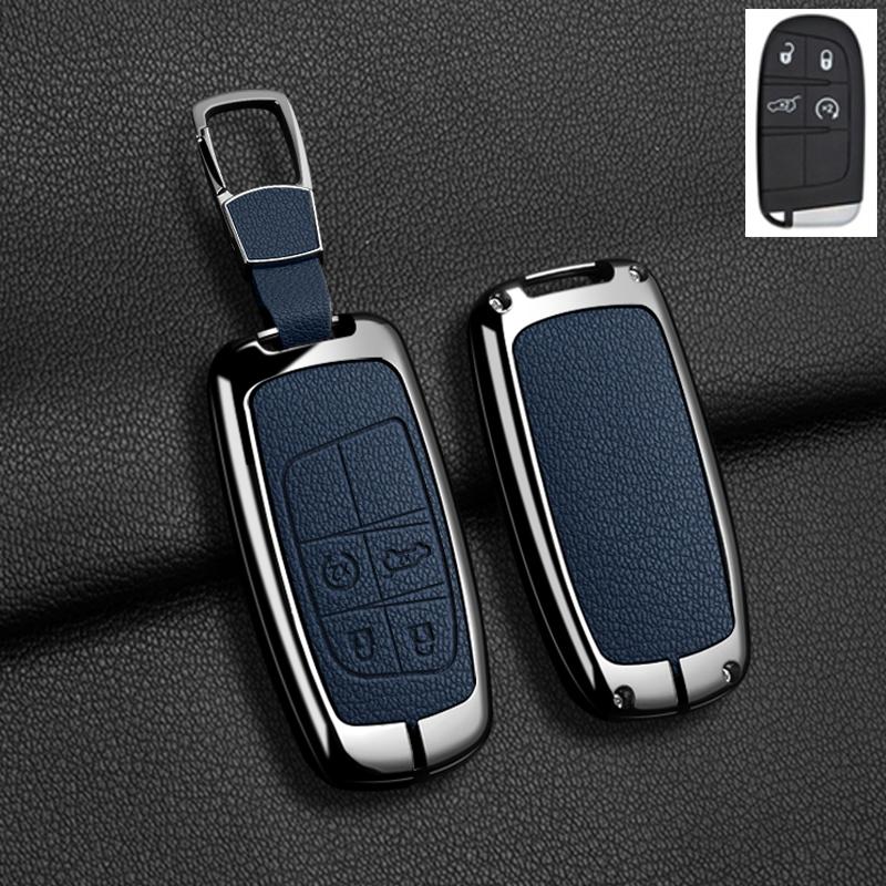 Housse Porte-Clés en Alliage de Zinc Automatique Adaptée Pour Jeep Grand Cherokee Wk2 Kl Wrangler Jk Jl Mp Patriot Renegade Commander Compass 4 5 Boutons Porte-Clés