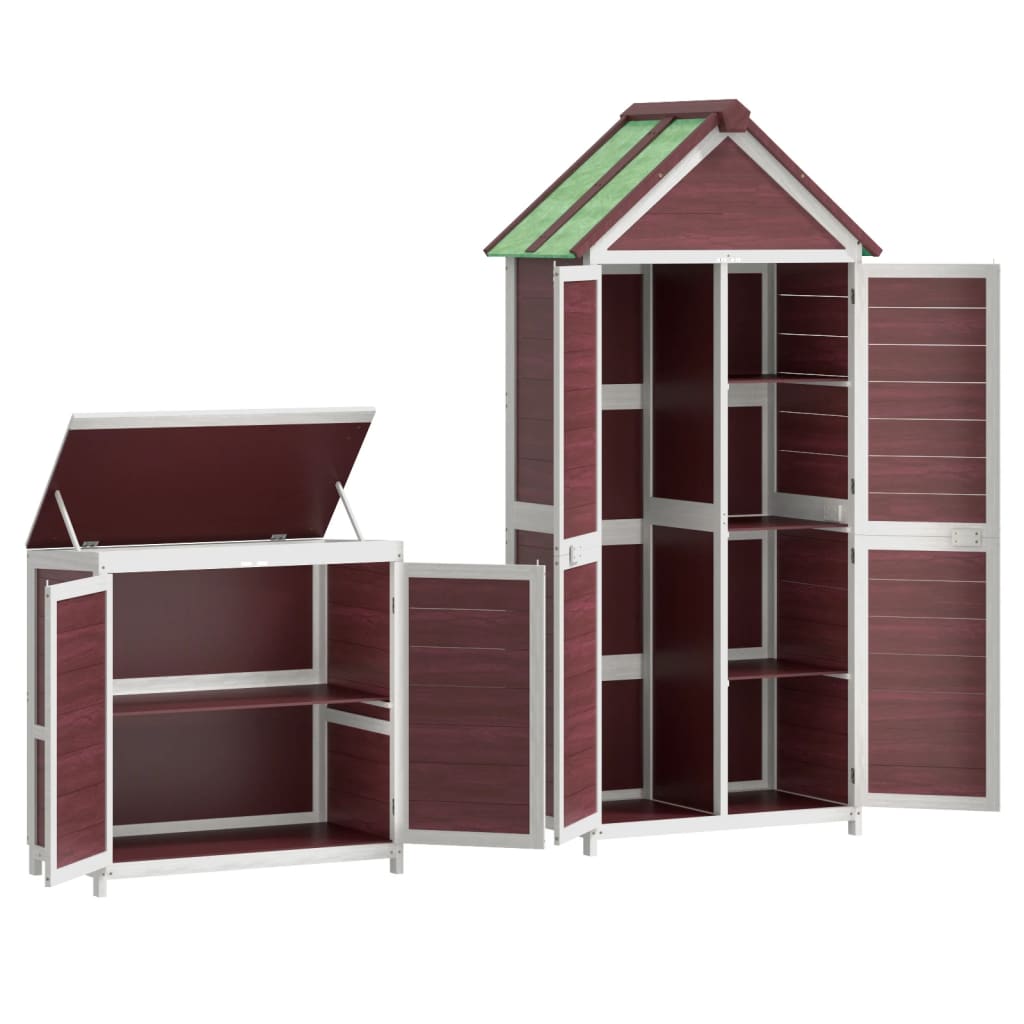 2 Piece Garden Shed Set Mocha Solid Pine Wood