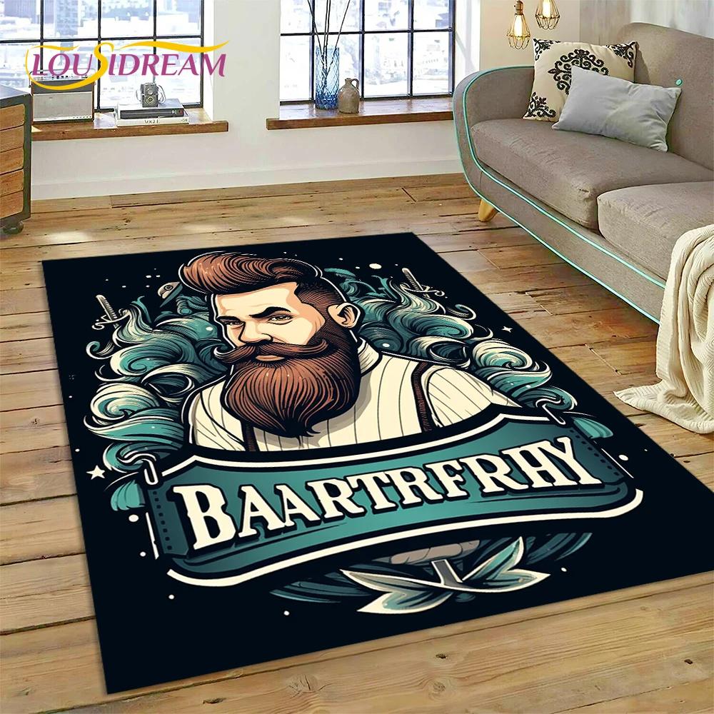 Mode Friseursalon Logo Schädel Vintage Teppich Teppich für Schlafzimmer Wohnzimmer Zuhause Sofa Dekoration, Kinderspiel Große Deko Bodenmatte